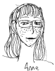 HORC Anne A thin faced, bespectacled girl with long red hair and freckles everywhere. She looks tired.
