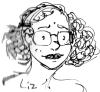 HORC Liz A gawky zitty black girl with glasses, overbite, and braces, looking anxious.