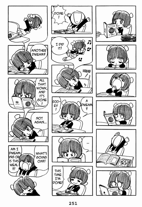Black Jack An elaborate exercise in panels contained within dream bubbles contained within panels contained within dream bubbles, showing a little girl frantically trying to study, only to realize each time she finishes that she's only DREAMING she's finished. She wakes up, continues to study, finishes, wakes up again, continues to study, wakes up again...