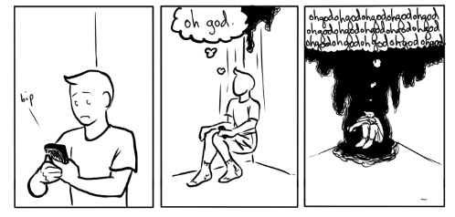 AllFam B LB hangs up the phone, puts their back to the wall, and slides down to sit. They start thinking "oh god" to themselves, over and over, while black drips down the wall behind them, unnoticed.